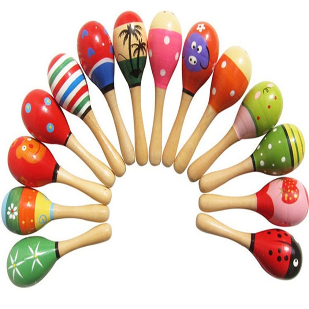 Baby Toys Wooden Rattle Cute Mini Sand Hammer Maracas Musical Instrument Toys Kids: Default Title