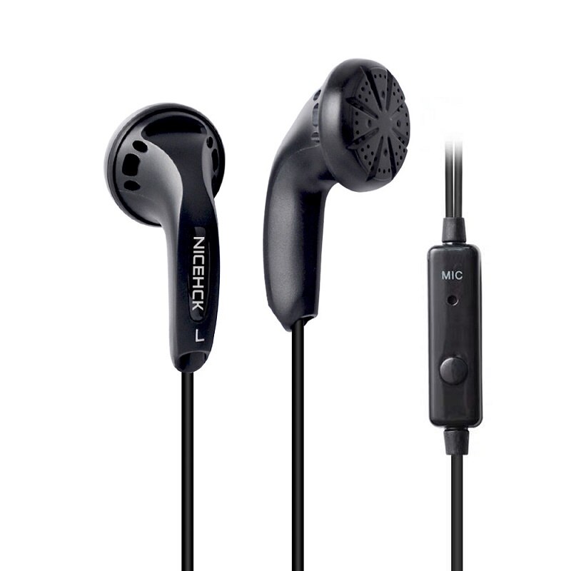 NiceHCK-auricular de alta fidelidad sin huellas, dispositivo de audio con cable HD de 3,5mm, controlador dinámico de 15,4mm, micrófono ME80/EB2/B40: Black with mic