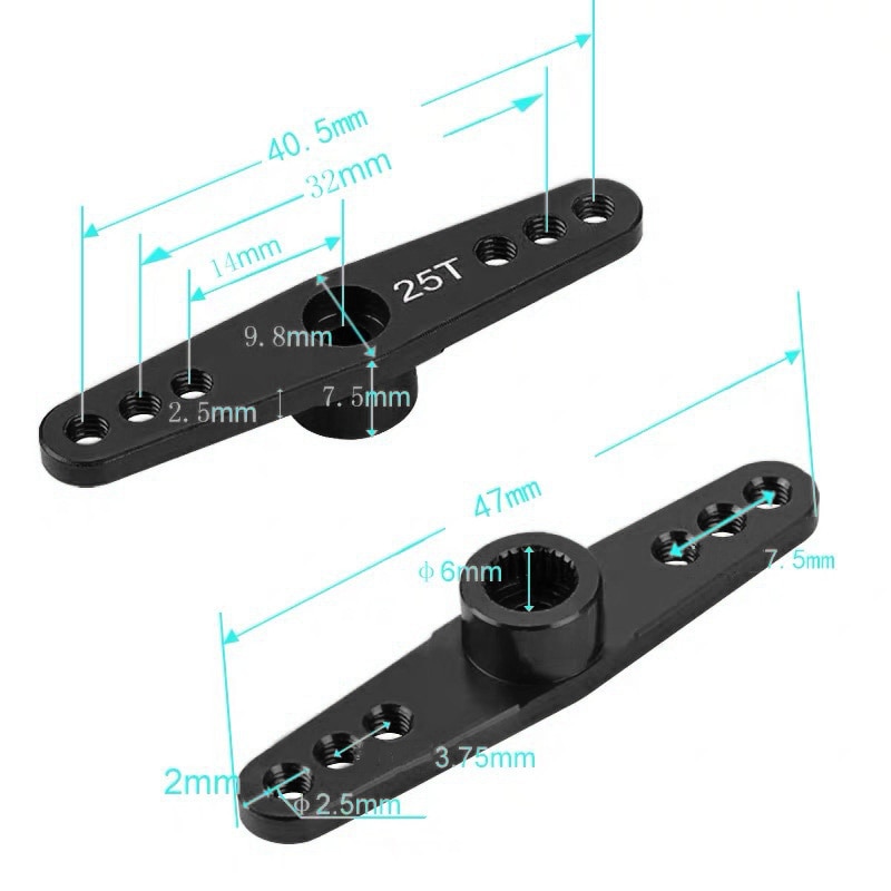 25T Lenkung Servo Arm Horn Metall Vollgas Teile Doppel Lenkung Arm für Futaba Schwarz