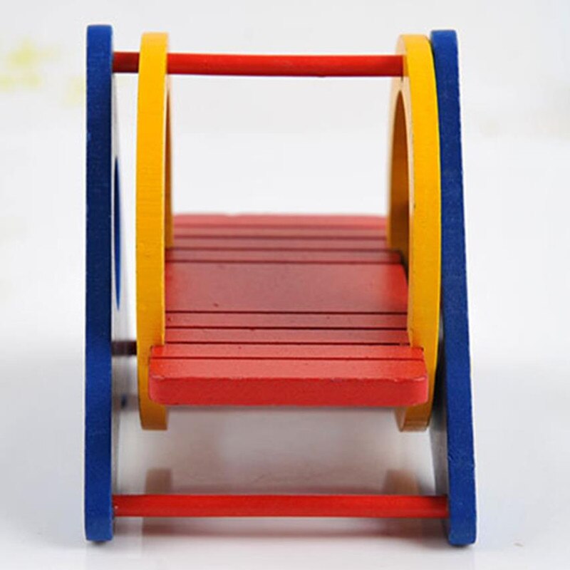 Bonito columpio para hámster de Mascota, balancín de juguete ecológico de madera, arcoiris, Animal PEQUEÑO, ardilla, ratón pequeño, puente colorido de 12x8,5x10cm