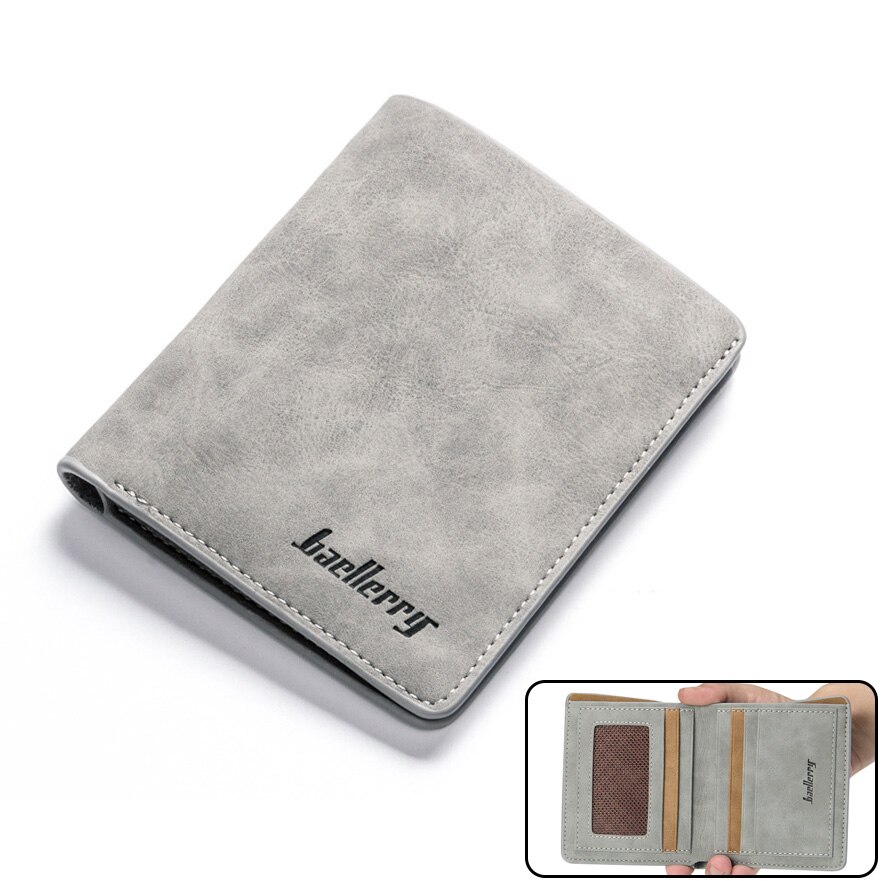 Luxe Heren Portemonnee Lederen Solid Slim Portefeuilles Mannen Pu Leather Bifold Korte Credit Card Houders Portemonnees Zakelijke Portemonnee mannelijke: 4172 Gray