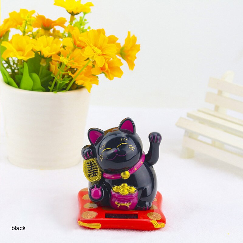 1 buc/pachet decor pentru contor de casă pentru ziua de naștere, stil japonez/chinez, strângerea mâinii bogăție pisică norocoasă fluturând pisică oranment: Negru