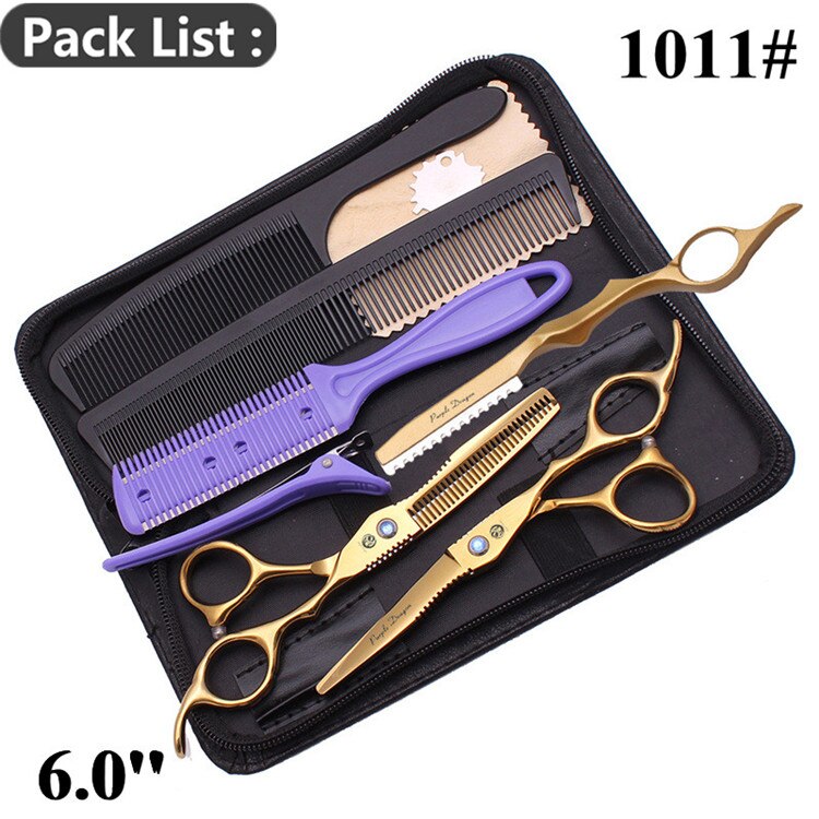 Lila Drachen 6 "JP Stahl Friseur einstellen Haarschnitt Ausdünnung Schere Haar Schneiden Schere Barbier Schere 1011# Gold: 1011 Jin K-C-6Y