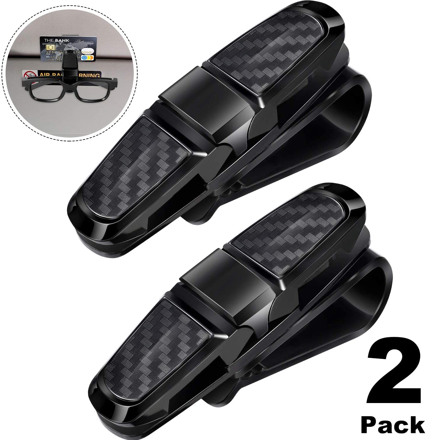 2 Stuks Auto Zonneklep Zonnebril Clip Auto Bril Houder Draagbare Ticket Card Klem ABS Brillen Case Auto Accessoires: Black