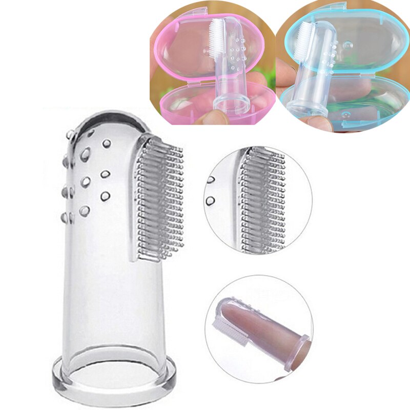 Baby Vinger Tandenborstel Met Doos Kinderen Tanden Clear Massage Zachte Siliconen Zuigeling Rubberen Borstel Baby Dental Care Toothbr