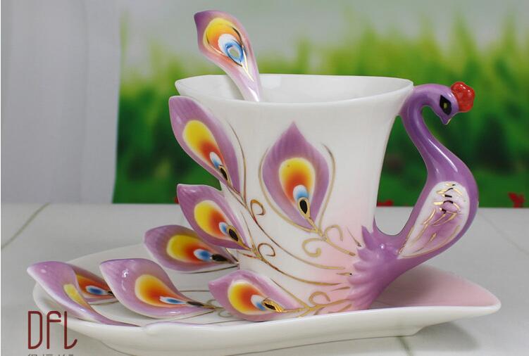 Big Peacock Coffee Cup Ceramic Mugs
