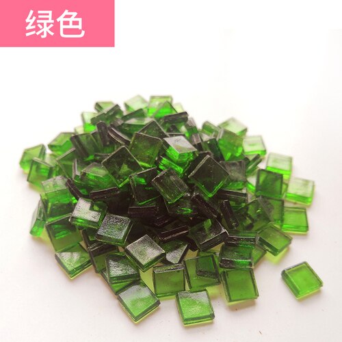 Carreaux de mosaïque en cristal diaphanes multicolores, carrés translucides, matériel de bricolage pour enfants, 100 pièces: 100pcs Green
