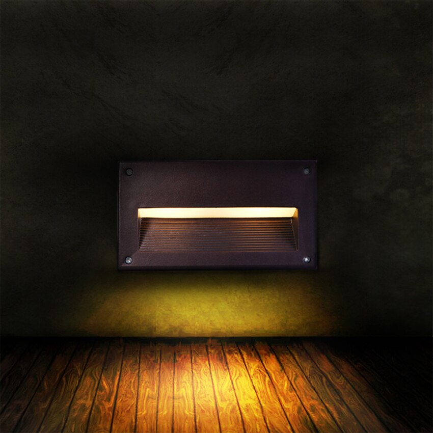 Aluminium ingebedde traphoeklamp, verzonken wandlamp, LED-voetverlichting voor buiten, waterdicht