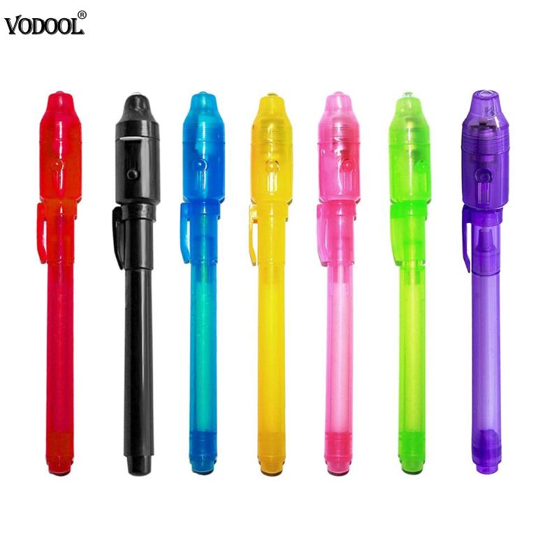 3/4/7pcs 2 in 1 Magic Luminous Light Combo Pen UV Writing Invisible Ink Magic Pen Kid Toy Ballpoint Art Marker Pens: 7pcs