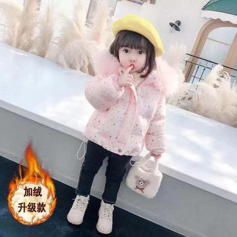 Kinderen Winter Dikke Bontkraag Katoen Jassen Kinderen Baby Meisje Kleding Warm Hooded Kleding Lange Jas Casual Mode Bovenkleding
