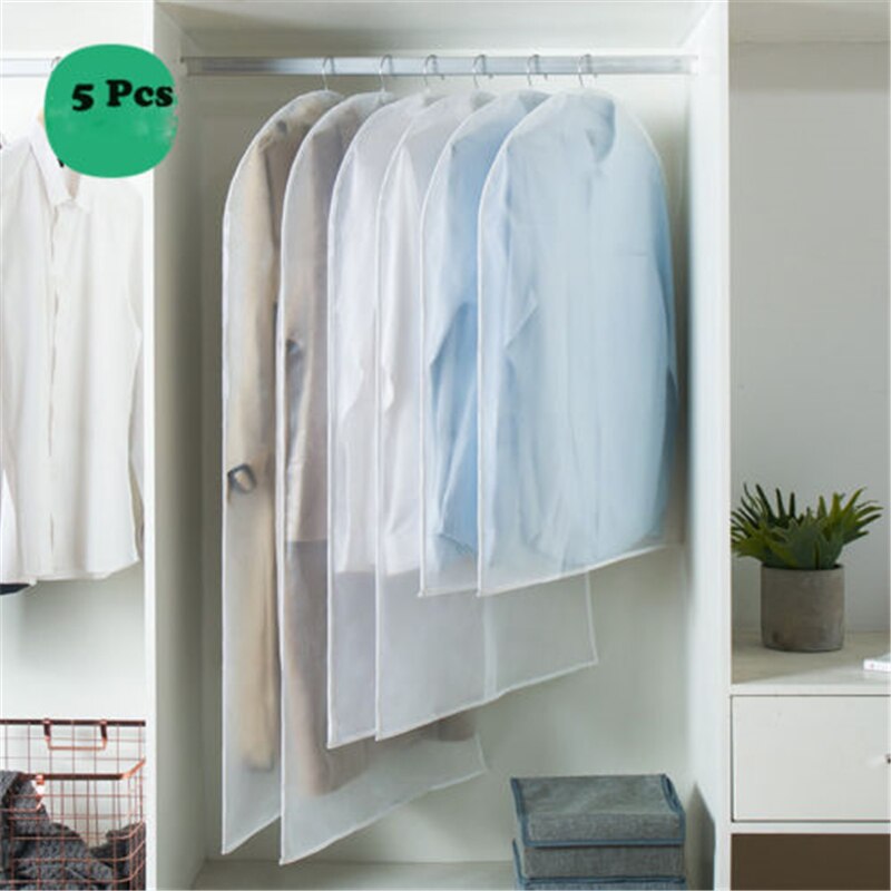 5 Pcs Plastic Clear stofdicht Doek Cover Suit Dress Garment Bag Storage Protector PEVA Rits Kleding baaien Dust Guard