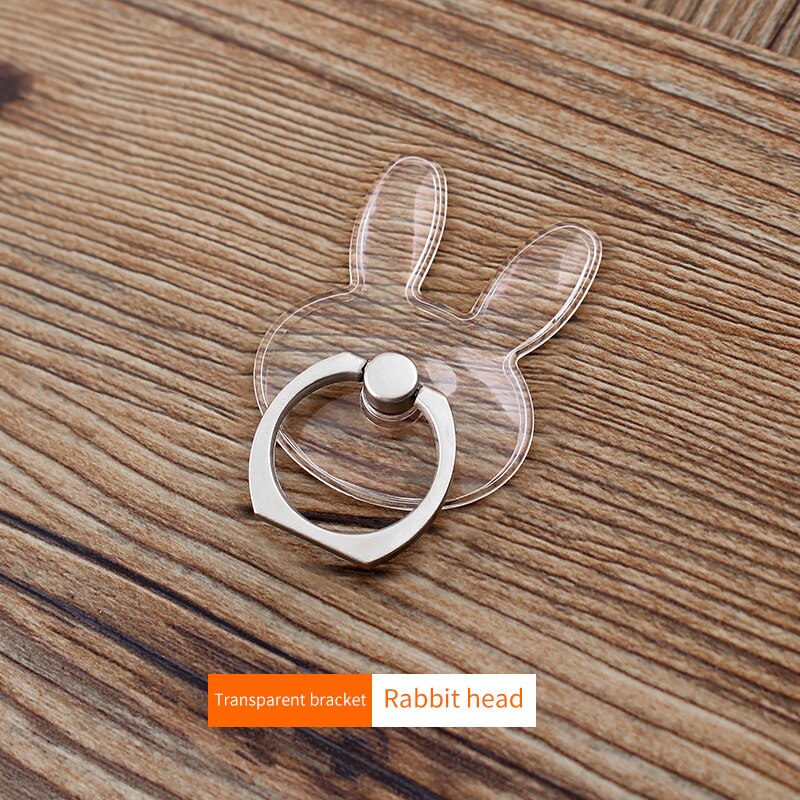 Finger Ring Mobile Phone Smartphone Stand Holder Cell Smart Round Phone Ring Transparent Cat Holder Heart Socket Car Mount Stand: A23-Rabbit