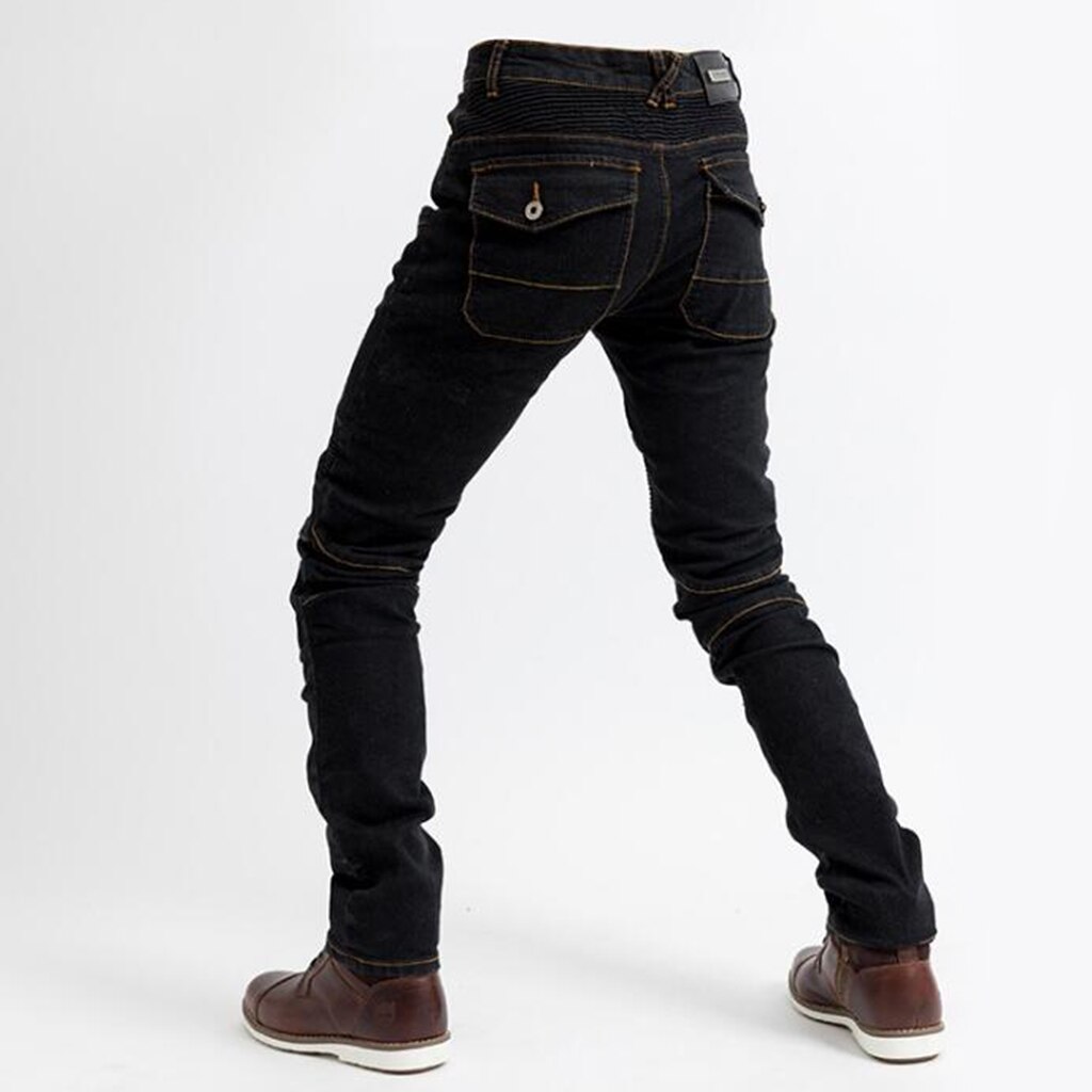 Men Motorcycle Racing Jeans Motorbike Riding Jeans Armor Racing Pants with 4 Knee Hip Protector Pads Motocross Racing Trousers