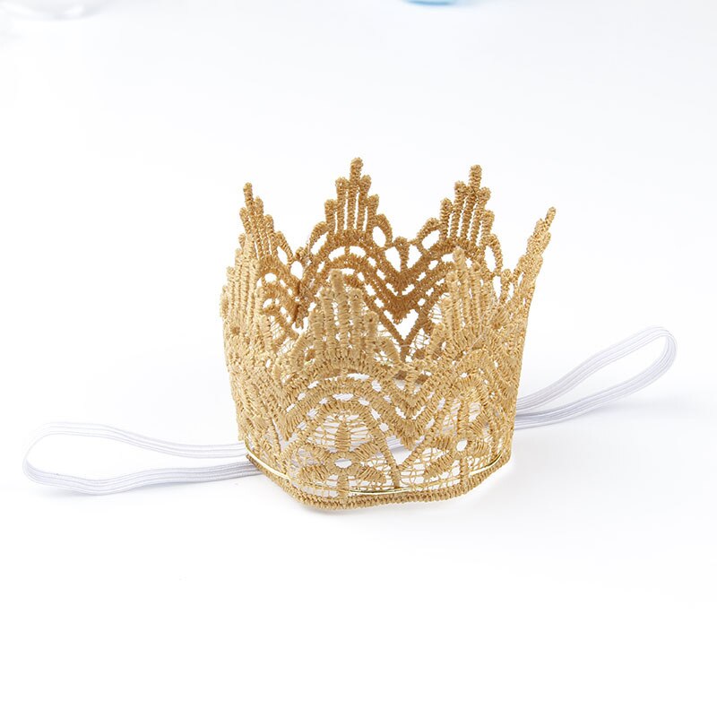 Baby flicka pojke elastisk krona pannband huvud wrap barn baby hår huvud slitage guld blomma krona hårband födelsedag
