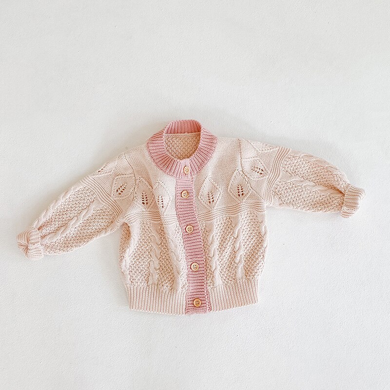 MILANCEL baby girl autumn clothes single breast baby boys sweater cute baby knitwear baby cardigans: beige / 24M