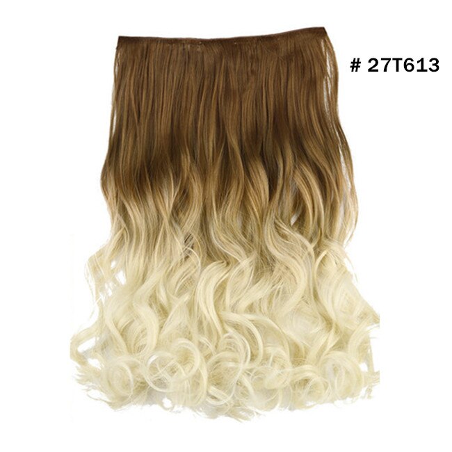 Synthetic Ombre Long Clip In Hair Extensions Wavy High Temperature Hairpiece 25 Colors Available 888: 27T613