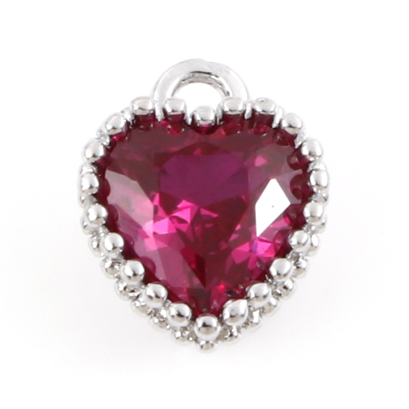 Abalorios de piedra de nacimiento de 2 piezas, 12 colores, corazón, Color plateado, colgantes para collar, pulsera, fabricación de joyas, cuentas de diamantes de imitación Diy, 8x6,5mm: PLATEADO