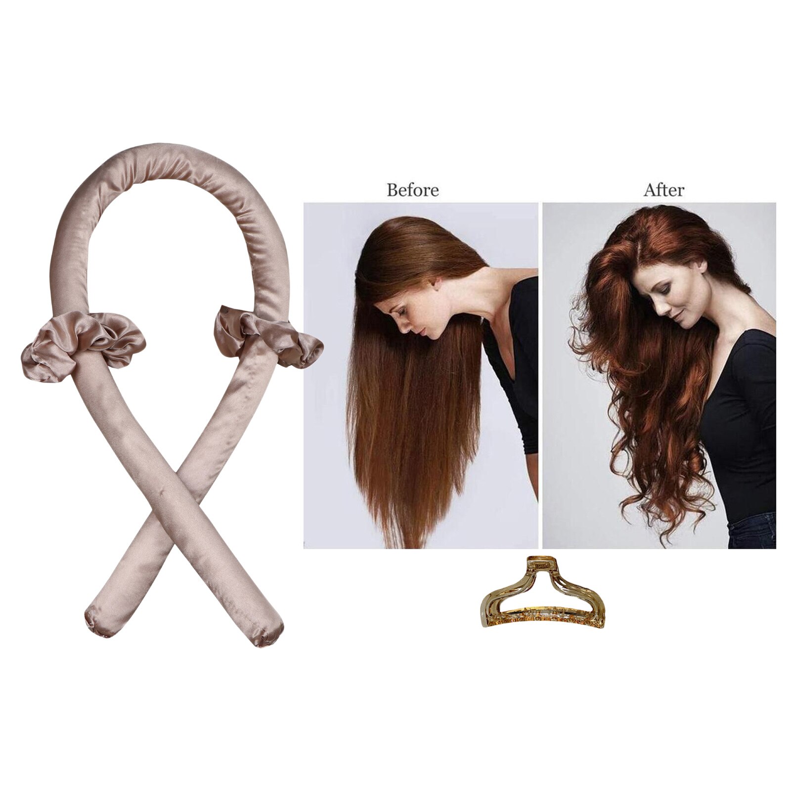 Heatless Curling Rod Headband No Heat Curls Hair Rollers Sleeping Soft Headband Hair Curlers Hair Styling Tools: Champaign Gold