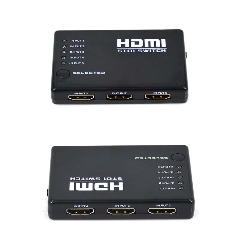 HDMI-compatible Switch 5 in 1 out HD Video Computer Host Monitor Display Sharing With Infrared Remote Control Switch