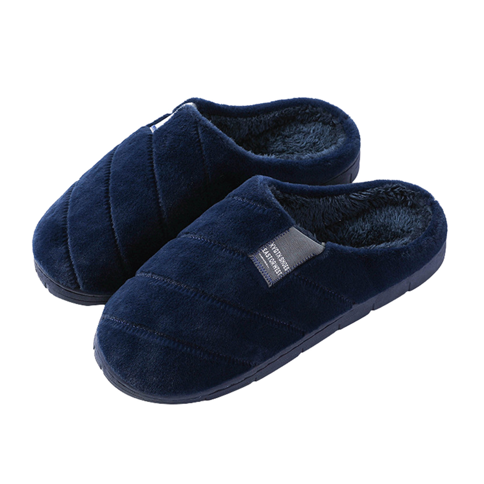 Pantuflas cálidas de invierno para hombre, Zapatillas de casa de felpa suave, antideslizantes para interiores, chanclas para el hogar