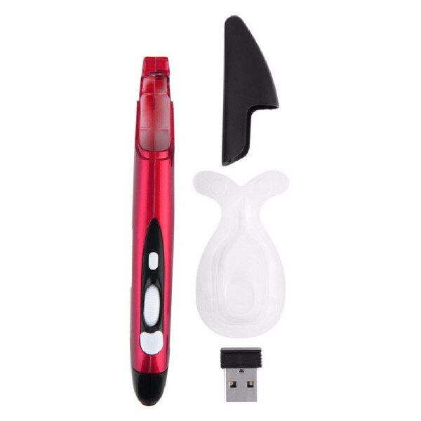 Mini 2.4 ghz usb draadloze muis optische pen luchtmuis instelbaar 500 / 1000 dpi voor laptops desktops: Rode wijn