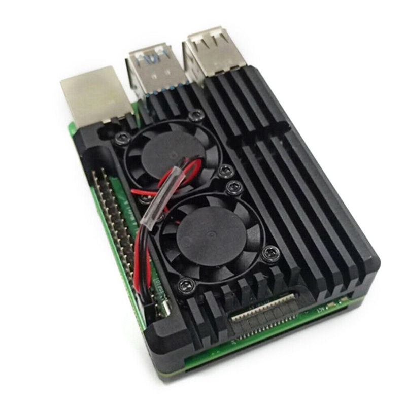 for Raspberry Pi 4B Latest CNC Aluminum Alloy Case Enclosure with Cooling Fan CA