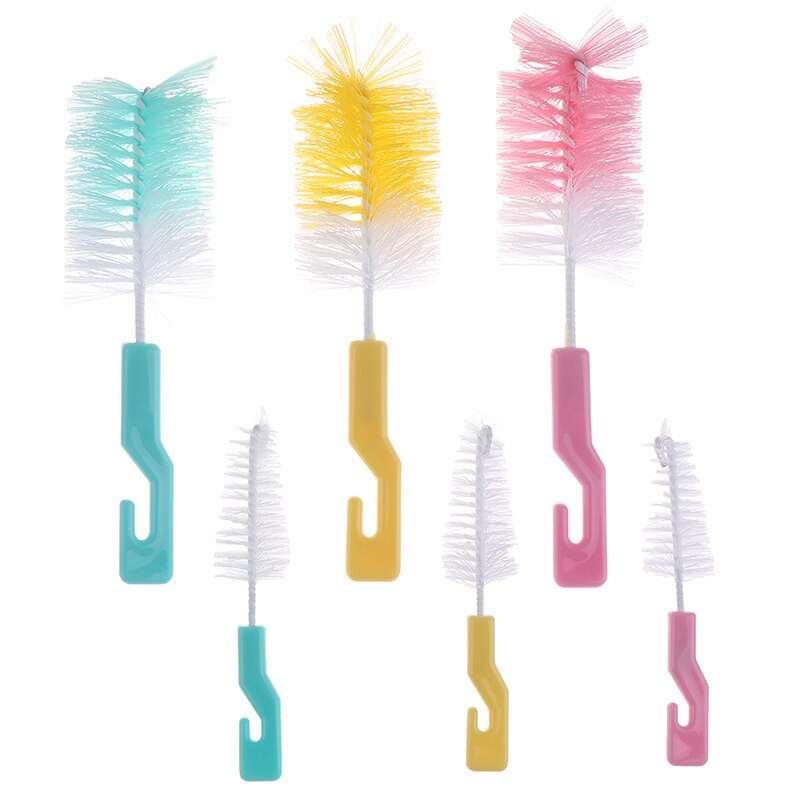 Baby Bottle Brushes Nipple Nylon Bristles Straight Shank Cleaning Brush Set Cup