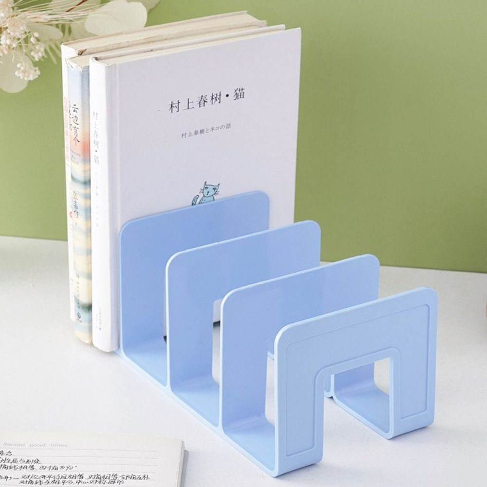 File Organizer Display Desktop Bookends 4 Grid Sturdy Divider Book Stand Bookshelf Simple Desk File Sorter Student