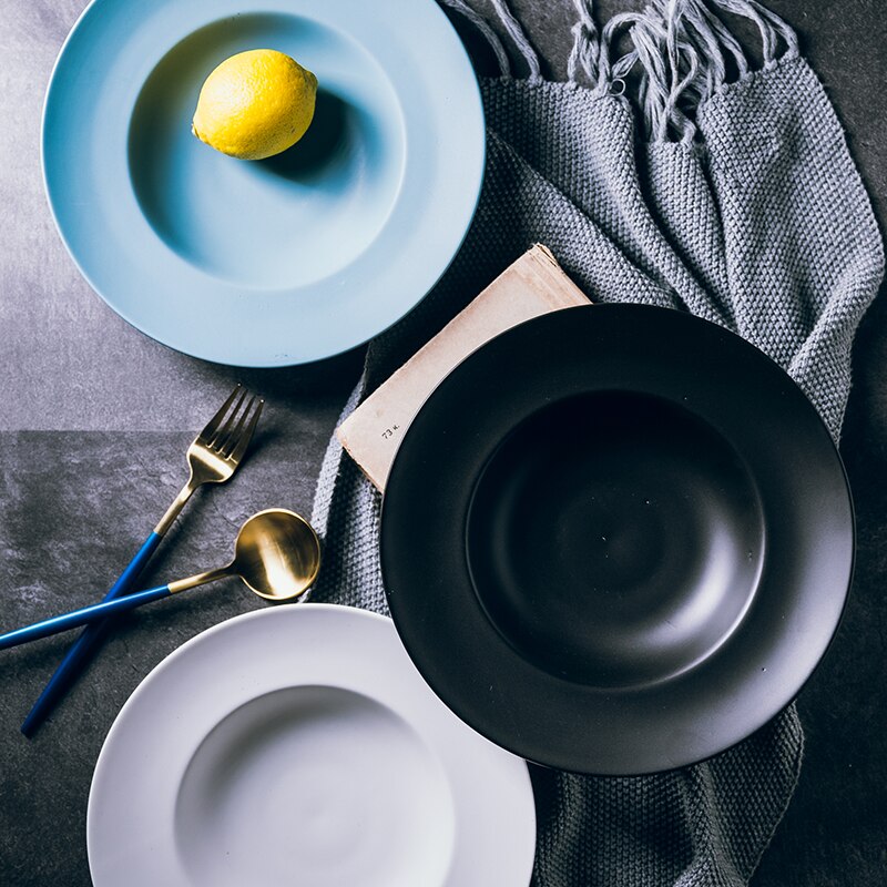CHANSHOVA couleur unie mat fait à la main bol en céramique bol à nouilles assiettes à salade en porcelaine assiette à soupe ustensiles de cuisine G207