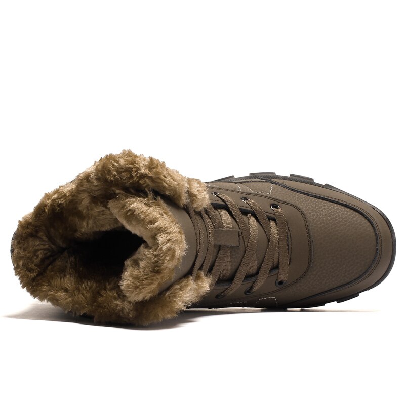 Mens Schnee Stiefel Winter Wasserdichte Warme Pelz Spitze hoch lässig Schuhe Herren hoch oben Leder Mann Knöchel Schnee Stiefel