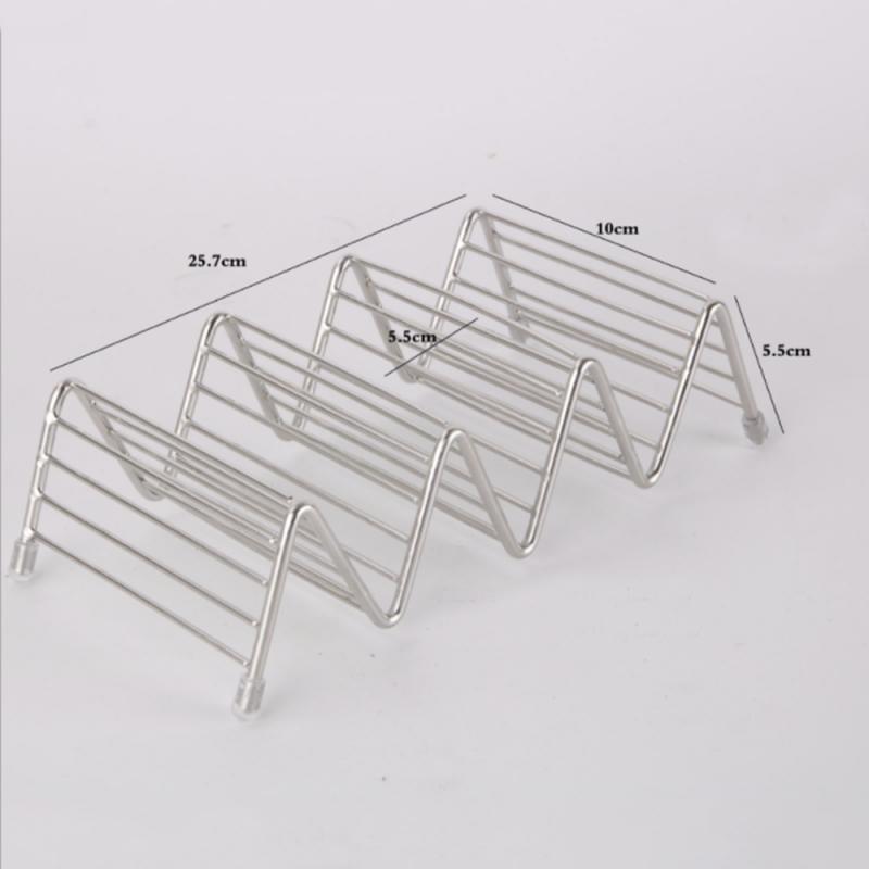 Convenient Kitchen Accessories Wave Shape Stainless Steel Taco Holders Mexican Food Rack Pizza Tool Restaurant Food Show Rack