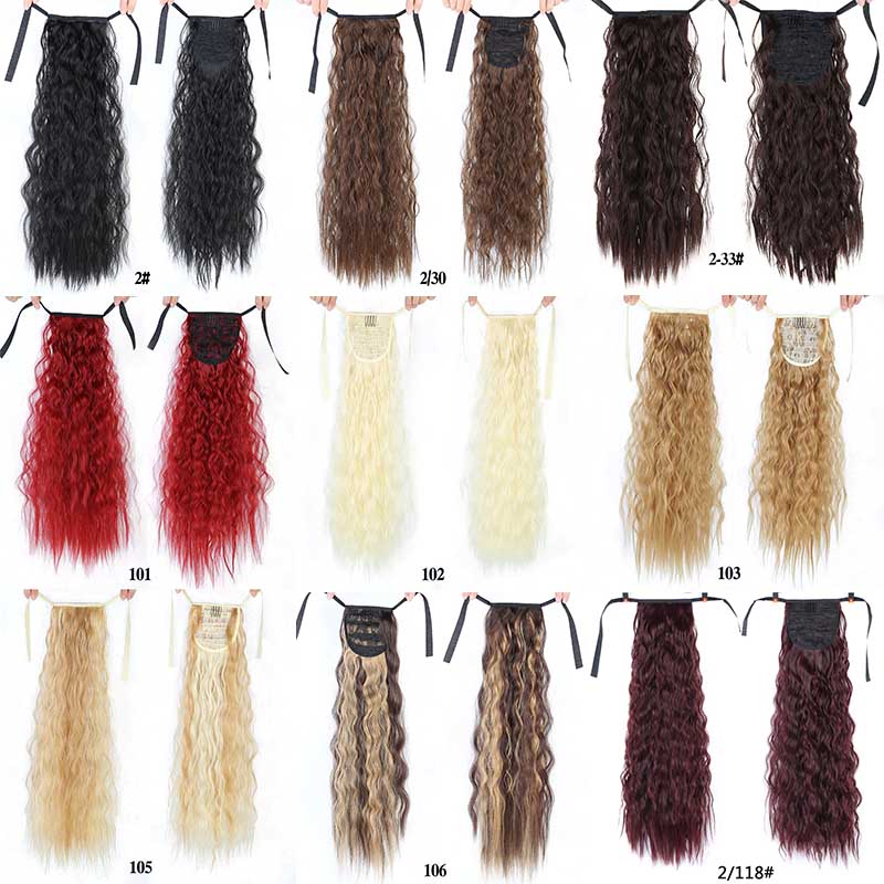 Talang 18 tum långt lockigt klipp i hårsvans falskt hår hästsvans hårstycke med hårnålar syntetiskt hår hästsvans hårförlängning