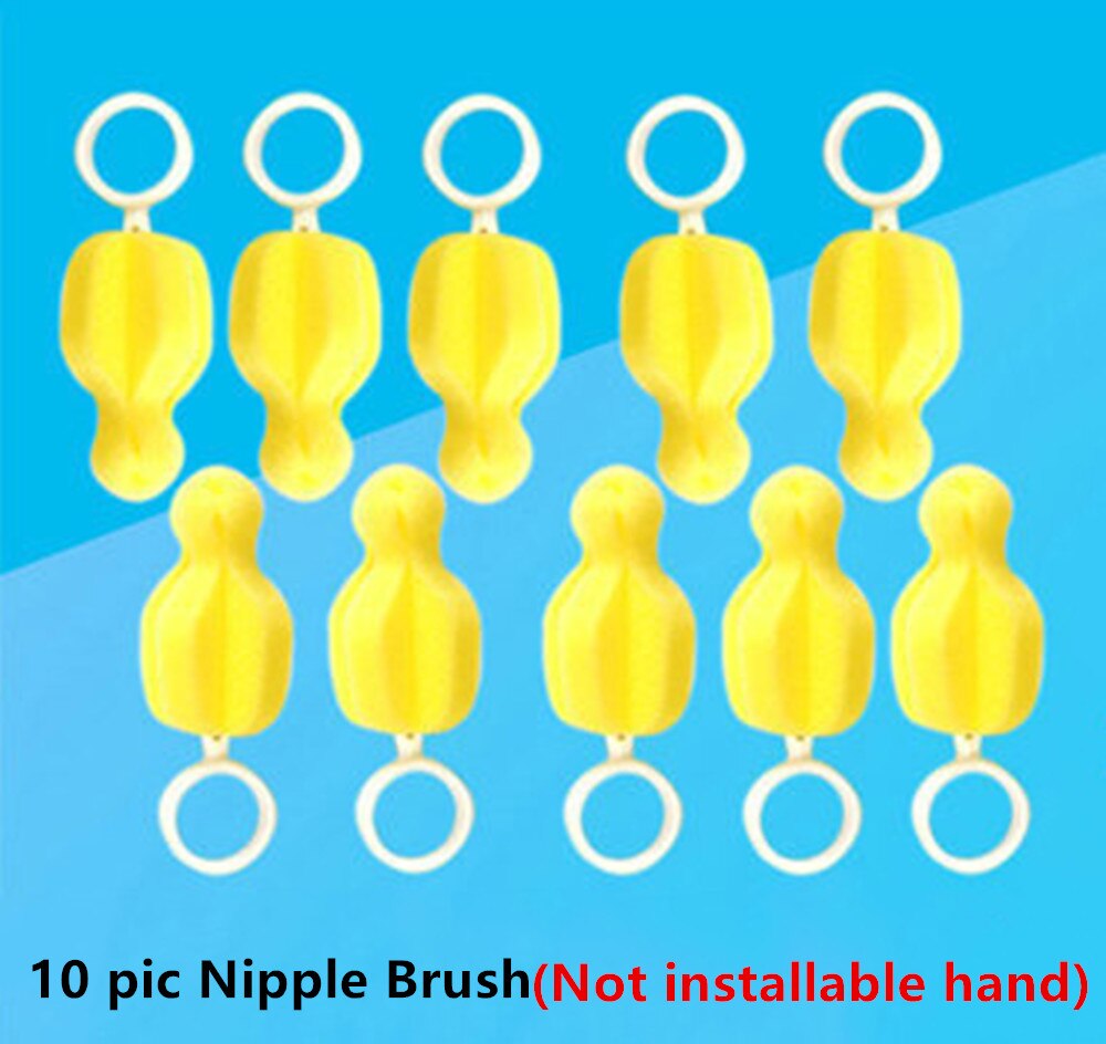 Triple Brush Set - Baby Bottle Removable Cleaner Brush, Feeding Mamadeira Nipple Brush & Straw Cleaner Limpia Biberones: 10 brushes