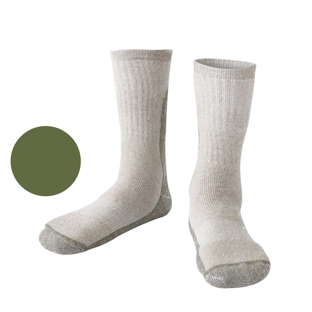 1 Pair Compression Socks Merino Wool Cushioned Crew Socks Unisex Breathable Warm Socks for Hiking Backpacking Trekking Climbing: Green-Size-L