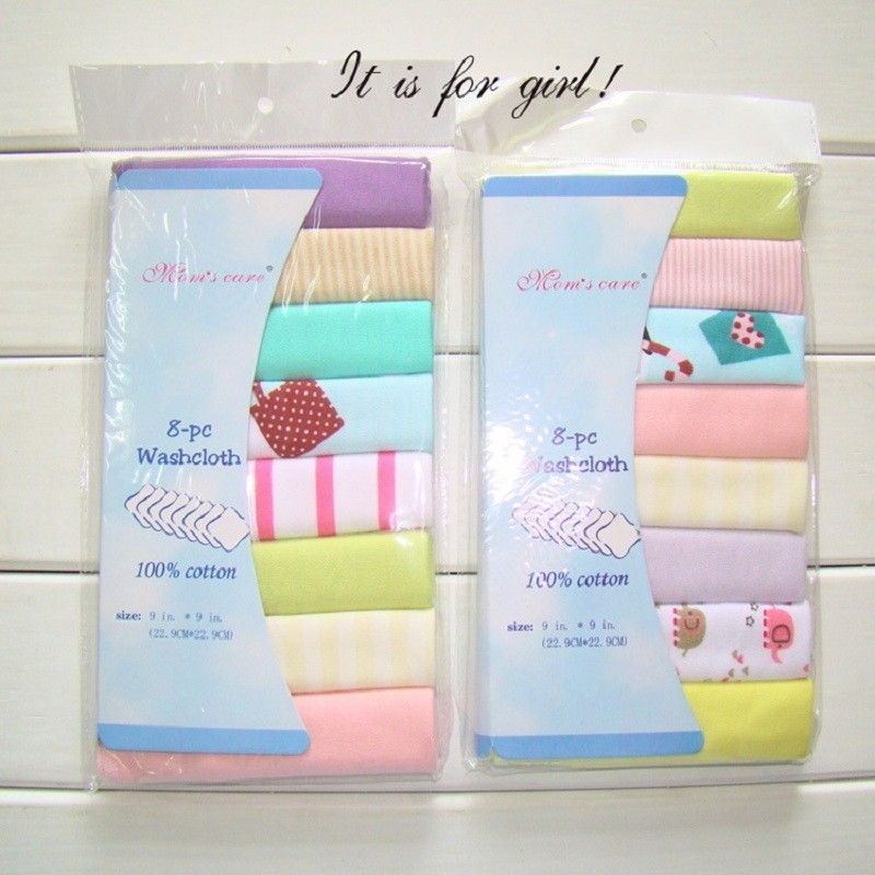 Pudococ 8Pcs Baby Boy Girl Towel Set Towel Washcloth Bathing Feeding Wipe Bibs Saliva Bandana Kids Accessories