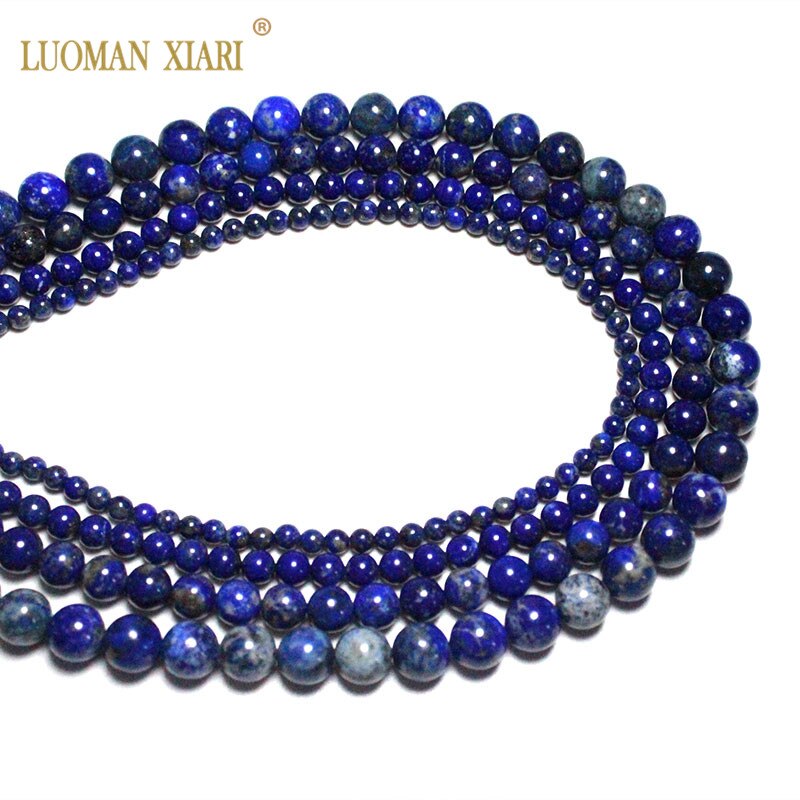 Fine 100% Natural Top Lapis lazuli the color is natural Round Stone Beads For Jewelry Making DIY Bracelet Necklace 4/6/8/10 mm