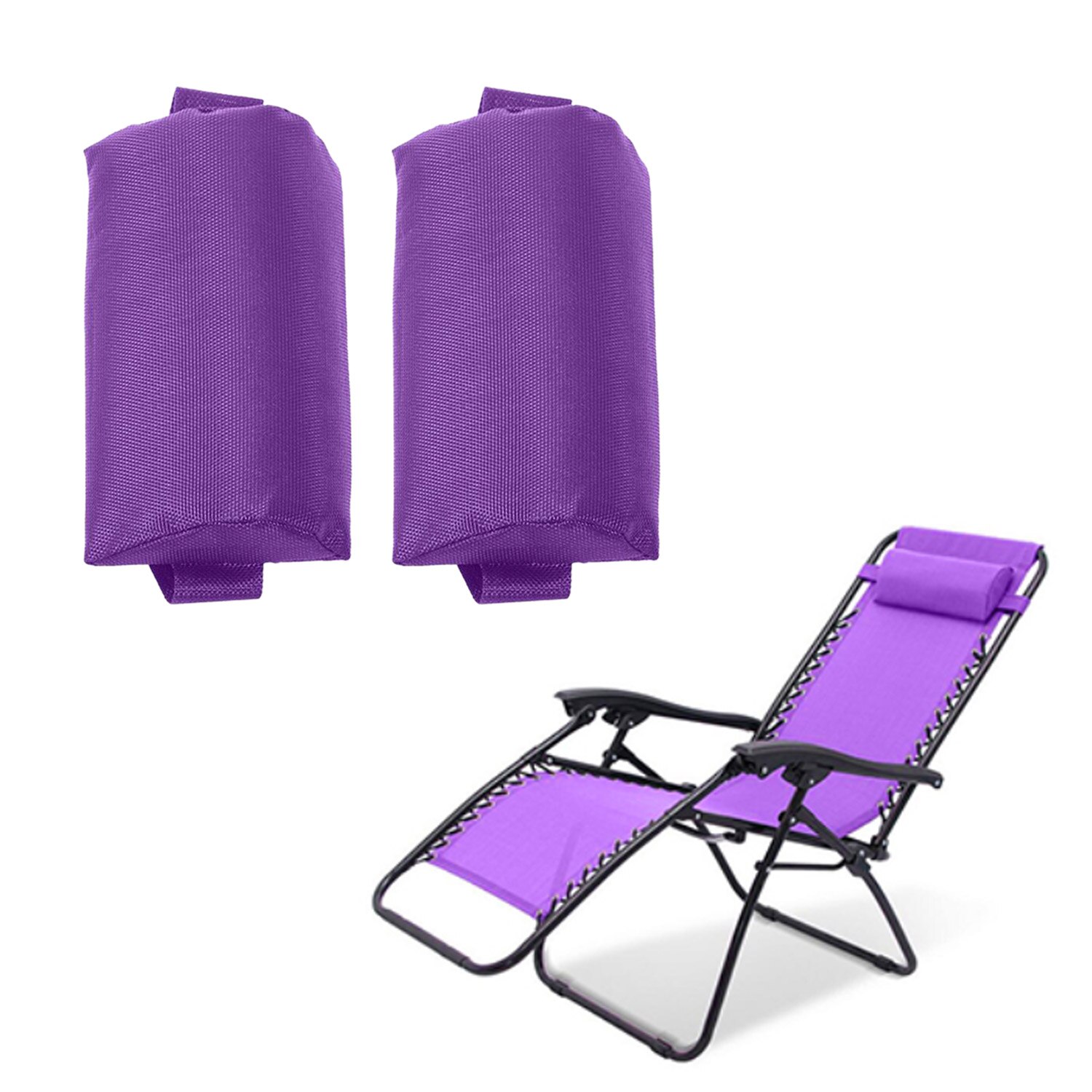 2 stk universal udendørs foldbar loungestol pude hovedstøtte nakkestøtte hovedpude til udendørs picnics i baghaven strand pool have: Lilla