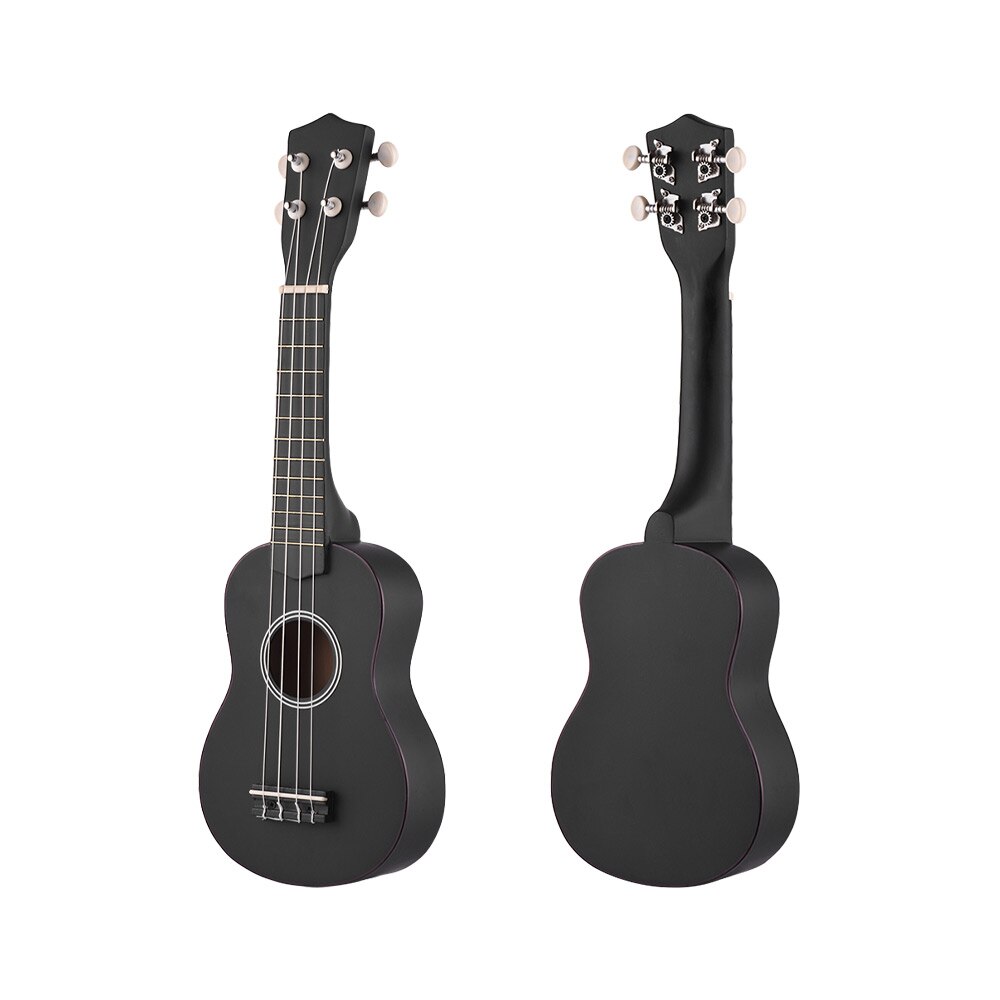 Sopran ukulele 21 ukulele sort basswood 4 strenge uke hawaii bas strenge musikinstrument sæt sæt+tuner+streng+rem+taske