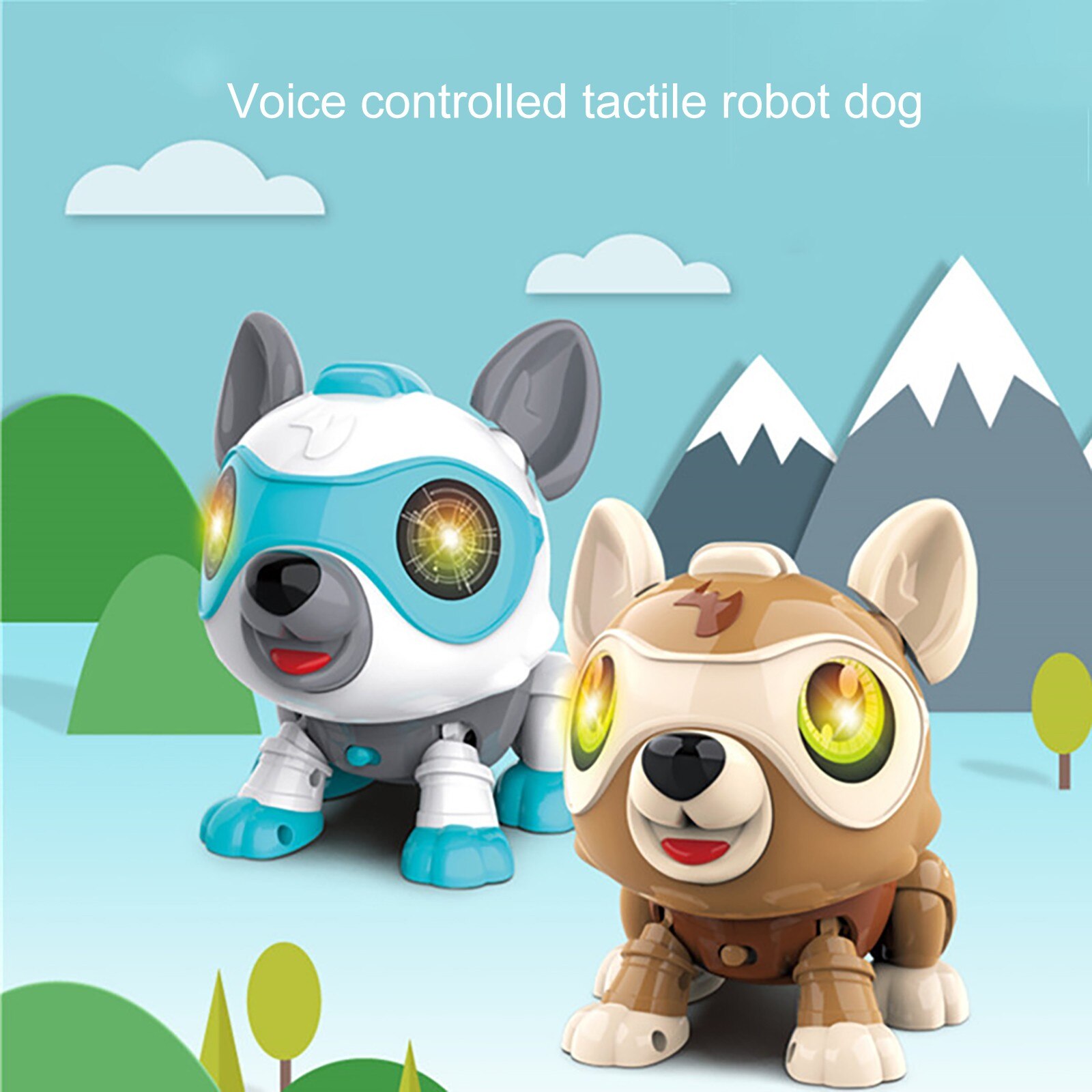 Perro Robot electrónica para perros y cachorros, Control de ladridos por voz, Control táctil, para niños