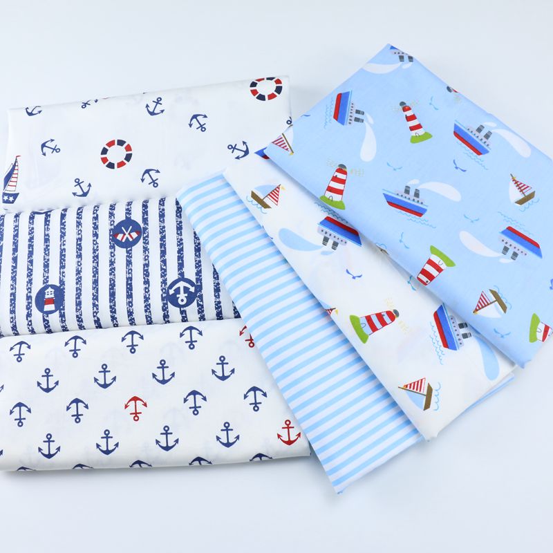 Décoration de literie pour bébé garçon, bateau de plaisance, oreillers à coudre, Patchwork à faire soi-même, tissu 100% coton en sergé 50x50cm