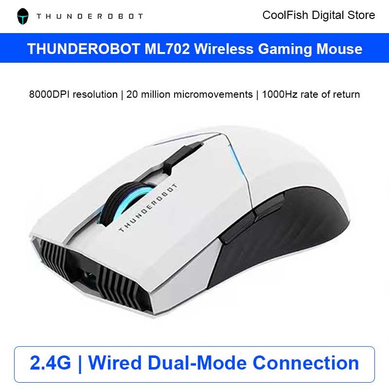 ThundeRobot ML702 2.4G Wired Dual Mode Mouse Gamer 8000DPI for Gaming Office Computer Laptop PC Tablet Wireless Mouse