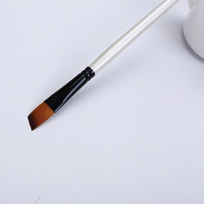 Juego de pinceles para pintar con cabeza oblicua, conjunto de pinceles de nailon blanco para pintura al óleo, suministros de arte para pintor, 12 unidades