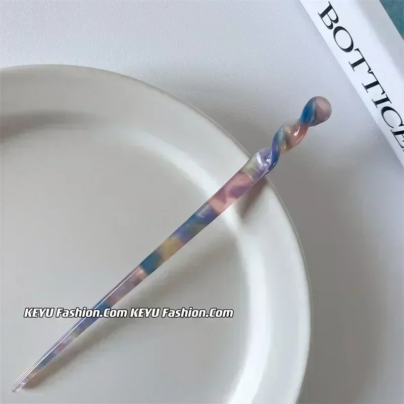 Palillos para el cabello de estilo chino para mujer, palillos de acetato Vintage, horquillas, Clips, joyería de boda, accesorios de estilismo de belleza para niña: Marrón