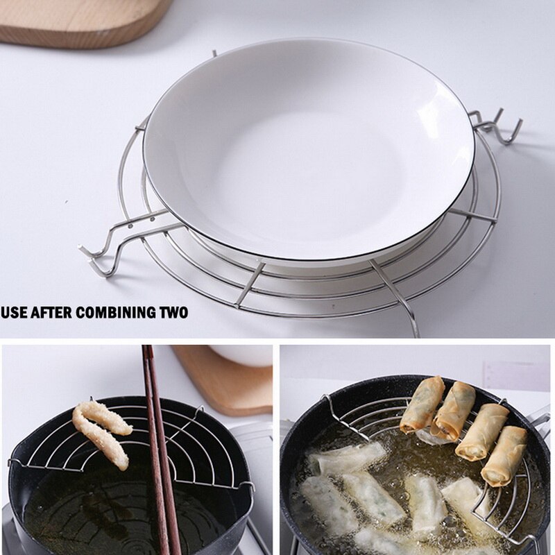 Stainless Steel Shelves Food Cooling Rack Strainer Wok Frying Pan Pot For Fry Drainer Rack Fried Tempura Kitchen Tools