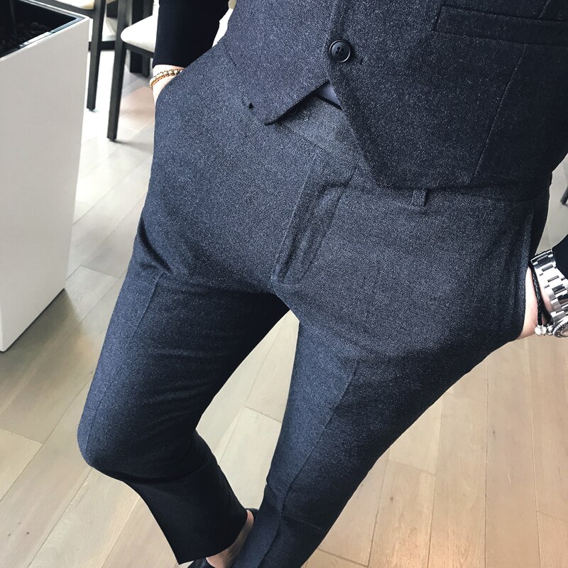 High-end Brand Men's Boutique Solid Color Formal Business Suit Pants Men's Casual Trousers Male