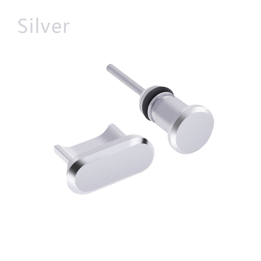 Universal tapa para puerto de carga para el teléfono Android Puerto de auriculares Puerto de carga Micro USB auriculares de 3,5mm jack polvo de Metal macho: Plata