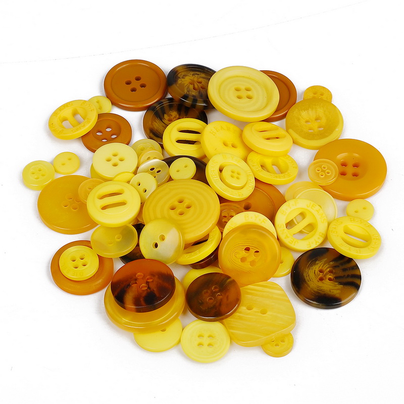 Mixed Color & Size Small Plastic Buttons Round Cartoon Button DIY Craft Scrapbooking Sewing Garment Accessories: Yellow