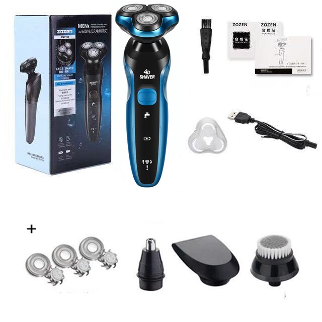 Digital LCD Anzeige Männer Elektrische Rasierer USB Aufladbare Elektrische Rasiermesser Rasieren Maschine Bart Trimmer Waschbar Nass-Trockenen Dual Verwenden: ZN1159-Blau-D