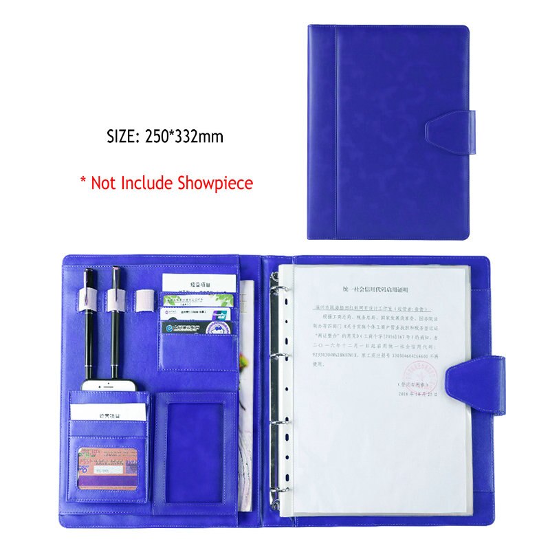 Business Portfolio Padfolio A4 Leather Organizer 4 Ring Binder Padfolio For A4 Documents