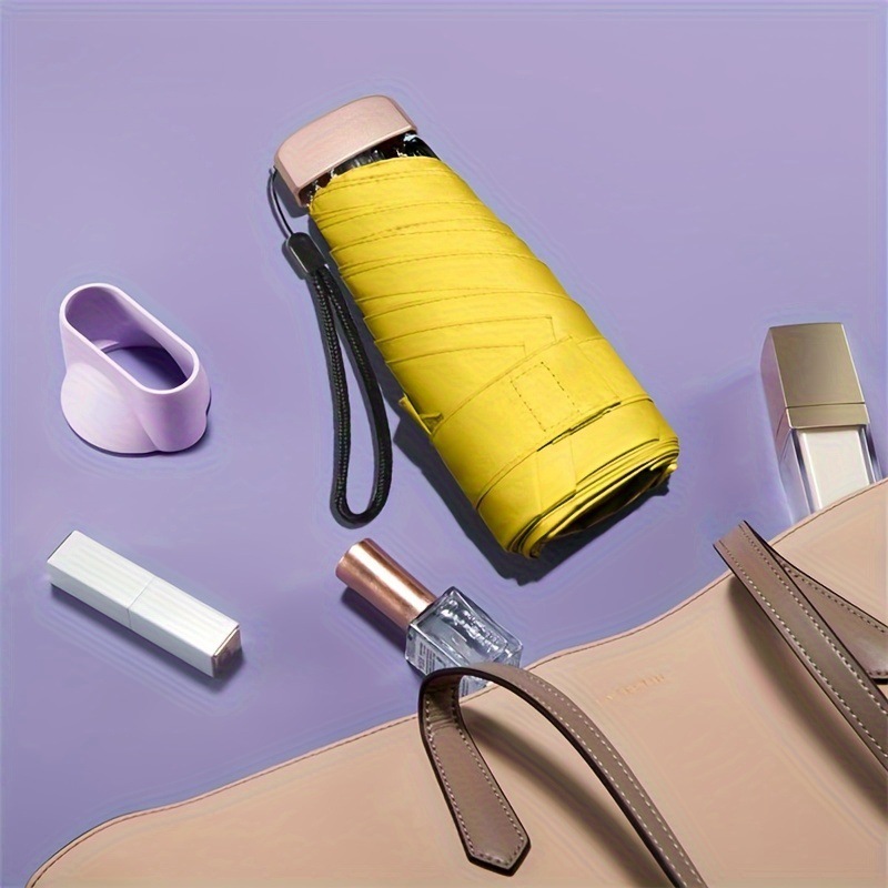 Zonnige en regenachtige parasol voor tweeërlei gebruik 50% korting op zonnebrandcrème en UV-bescherming opvouwbare paraplu mini-studentenspecifieke paraplu: YELLOW
